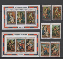 Burundi 1976 Paintings Correggio, Bellini, Da Vinci, Raphael Etc., Christmas Set Of 6 + 2 S/s With Surcharge MNH - Religie