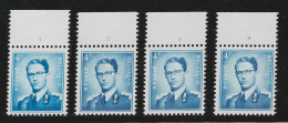 COB 926P3 - 4 Fr. Fosfor Plaatnummers 1 - 4 - Postfris ** MNH - 1953-1972 Brillen