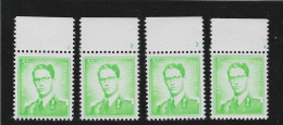 COB 1068P3 - 3,50 Fr. Fosfor Plaatnummers 1 - 4 - Postfris ** MNH - 1953-1972 Bril