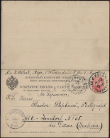 Occupation Russe De La Lettonie 1904. Carte Postale Avec Réponse Payée (entier Postal Michel P12), Riga à Jonsdorf, Saxe - Entiers Postaux