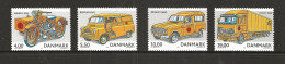 Denmark 2002  Post Office Vehicles.  Nimbus Motorcycle, Bedford CA. Renault 4, Rig Volvo FH12 Mi 1312-1315 MNH(**) - Nuovi