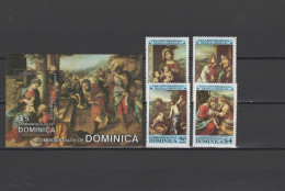 Dominica 1984 Paintings Correggio Set Of 4 + S/s MNH - Religious
