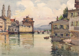 Marc, Zürich, Limmat Mit Schipfe   Aquarelle - Paintings