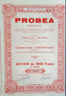 S.A. Probea - Verviers  - Action De 1000 Francs - 1954 - Industry