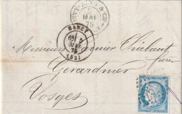 Lettre De Nancy à Gérardmer LAC - 1849-1876: Période Classique