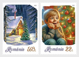 Romania 2023 - Christmas Tree Celebrations A Set Of Two Postage Stamps MNH - Unused Stamps