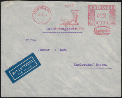 Allemagne / Russie 1935. EMA De Kaliningrad, Bleikristall, Cristal De Plomb, Spirgatis. Tarif à 22 Pf, Envoi Par Avion - Verres & Vitraux