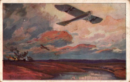 H2857 - Schulze Hans Rudolf Künstlerkarte Patriotika Flugzeug Deutsche Luftflotte - Feldpost Radeberg - War 1914-18