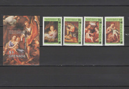 Grenada 1984 Paintings Correggio Set Of 4 + S/s MNH - Religious