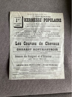 PROGRAMME Grande KERMESSE POPULAIRE *Courses De Chevaux *Cabaret *Guignol *Bal  VILLE De LIANCOURT  Septembre 1935 - Programs