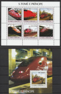 2003 Sao Tome Principe Thalys High Speed Train Minisheet And Souvenir Sheet (** / MNH / UMM) - Trenes