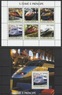 2003 Sao Tome Principe High Speed Trains Minisheet And Souvenir Sheet (** / MNH / UMM) - Trenes