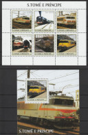 2003 Sao Tome Principe Locomotives Minisheet And Souvenir Sheet (** / MNH / UMM) - Trains