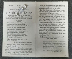 HENRI LONCKE ° OVERPELT 1933 + OUD-TURNHOUT 1956 - Devotieprenten