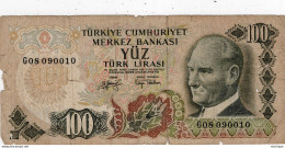 1970 Turkey 100 Yuz Turk Lirasi - Turquie
