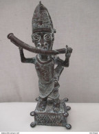 Art Africain - Benin - Belle Statue  En Bronze Haut .46 Cm - Poids 3 Kg - Bronzen