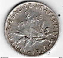 2 Francs  Argent 1914  état  SUP - 2 Francs