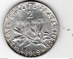 2 Francs  Argent 1919  état  SUP - 2 Francs