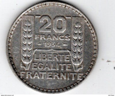 20 Francs  Argent TURIN 1934  état SUP - 20 Francs
