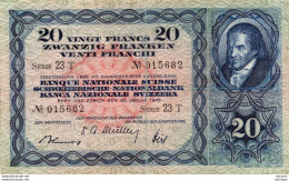 Billet   SUISSE 20 FRANCS  1949  N° 015682 Serie  23 T Ce Billet A Circulé - Svizzera