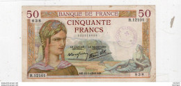 Billet -  FRANCE - 50 Francs CERES -  M E .11 - 1 - 1940 . ME   - R .12101 - 50 F 1934-1940 ''Cérès''