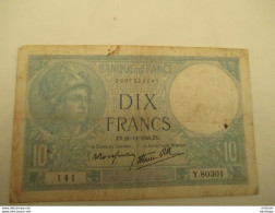 10 Franc Minerve - 10 F 1916-1942 ''Minerve''