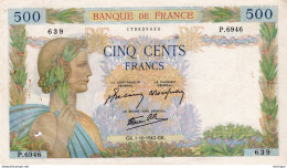 500 Francs La Paix GK 1.10 . 1942 . G K -  P 6946 - 500 F 1940-1944 ''La Paix''