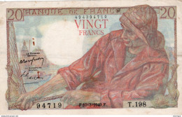 20  Francs    PECHEUR   -  F . 10  = 3 = 1949 . F .    -  94719  -     T . 198 - 20 F 1942-1950 ''Pêcheur''