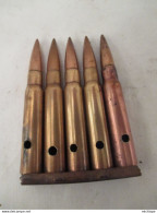 5 Balles Démilitarisées  De  Mauser  8 / 57  Sur Lame Chargeur - Bon état - Decorative Weapons