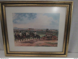 Litho  Sous Verre - Groupe De Cavaliers  Et Soldats  Superbe  état  - Poids 1Kg 600 - Decotatieve Wapens