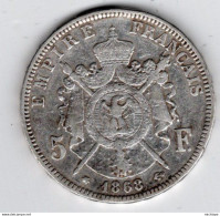 5 Francs Argent    Napoléon  III  - 1868 A - 5 Francs