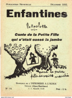 COLLECTION ENFANTINES 1935 - LA PETITE FILLE QUI S'ETAIT CASSE LA JAMBE - ECOLE DE FREINET - VENCE ALPES MARITIMES 17X15 - 6-12 Years Old