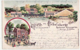 39043641 - Berlin Spandau, Pichelsberge, Lithographie Mit Restaurant Kaisergarten Gelaufen Von 1897. Albumabdruecke An  - Autres & Non Classés