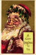 CPA - Babbo Natale, Père Noël, Santa Claus - Rilievo, Relief, Embossed, Gaufré - Scritta - B085 - Santa Claus