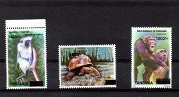 TANZANIA ,2019, MONKEYS, TORTOISE,  O/P Of NEW VALUE, 3v.MNH**NEW! - Other & Unclassified