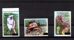 TANZANIA ,2019, MONKEYS, TORTOISE,  O/P Of NEW VALUE, 3v.MNH**NEW! - Otros & Sin Clasificación