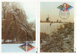 Nederland Netherlands Holland 1993 Maximum Cards X2, December-postzegel, Christmas - Maximumkarten (MC)