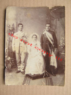 Serbian Wedding - Very Young Bride, Groom With A Bayonet ( Old Photo ) - Personnes Anonymes
