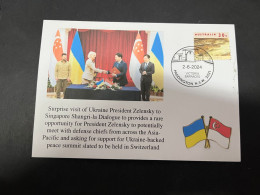 3-6-2024 (12) Ukraine President Zelensky Visit To Shangri-la Dialogue In Singapore (OZ Stamp) - Militaria