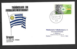 West Germany Soccer World Cup 1974 25 Pf Environment FU On Uruguay Team Training Centre Cover , Duisberg Cancel - 1974 – Allemagne Fédérale