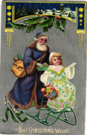 CPA - Babbo Natale, Père Noël, Santa Claus - Rilievo, Relief, Embossed, Gaufré - Scritta - B096 - Kerstman