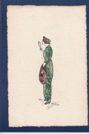 CPA Carte Faite à La Main Avec Des Timbres Découpés Non Circulée Montage Dessin Original Femme Woman - Briefmarken (Abbildungen)