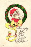 CPA - Babbo Natale, Père Noël, Santa Claus - Rilievo, Relief, Embossed, Gaufré - Scritta - B100 - Kerstman