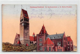 39106041 - Duisburg Hochfeld. St. Bonifaziuskirche St. Marien Hospital. Feldpost Leichter Stempeldurchdruck, Leichte St - Duisburg