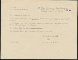 Kiel Post Postsache 2 Verschied. Belege 1969 Schleswig Holstein Prüfzettel U.a - Covers & Documents