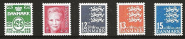 Denmark 2004 Definitive Stamp: Wavy Lines, Quen Margrethe, Small Coat Of Arms, MI 1355-1359 MNH(**) - Nuovi