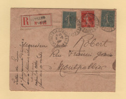 Castillon De Gagnieres - Gard - 1918 - Recommande - Type Semeuse - 1877-1920: Période Semi Moderne