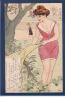 CPA Baigneuse Art Nouveau Femme Girl Woman Circulé - Femmes