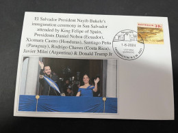 3-6-2024 (12)  Inauguration Of El-Salvador President Nayib Bukele's With Many VIP (OZ Stamp) - Salvador