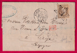 N°30 FOND LIGNE PARIS ETOILE 4 RUE D'ENGHIEN POUR LIEGE BELGIQUE LETTRE - 1849-1876: Classic Period